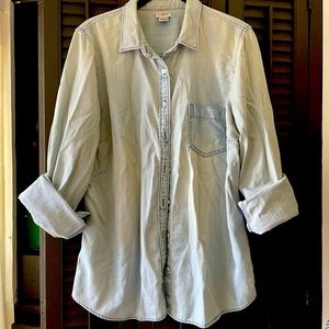 J Crew light wash Chambray button down shirt